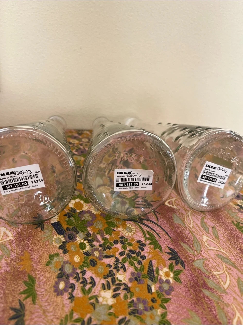3 IKEA Emma Dafnas Design Clear Glass Hobnail Vases